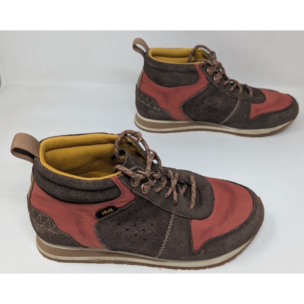 Teva Highside 84 Mid Shoes Boots Leather Suede Women's Size 6.5 Brown Red Hiking